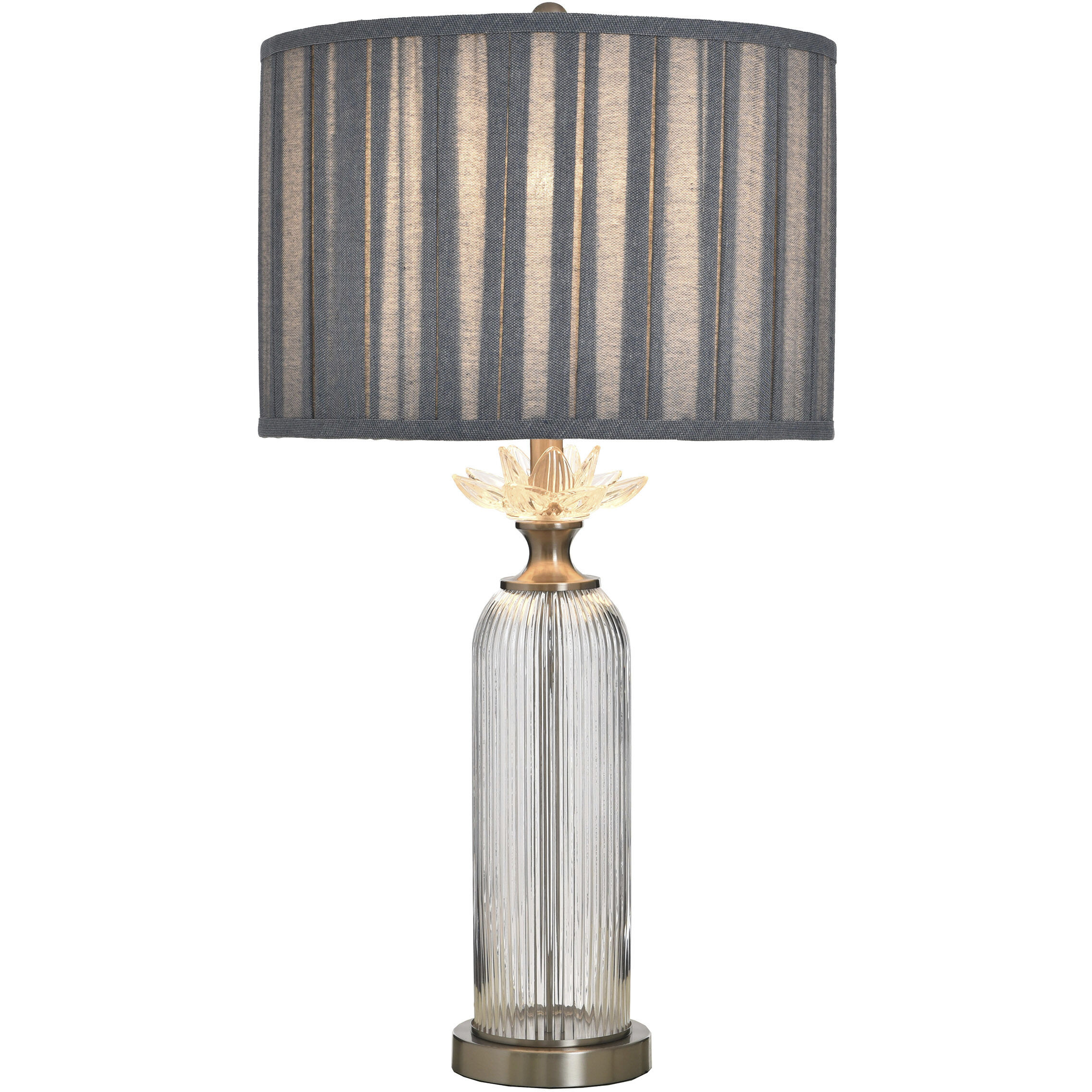 Lotus 30.5 inch 100 watt Lotus Silver and Blue Table Lamp Portable Light