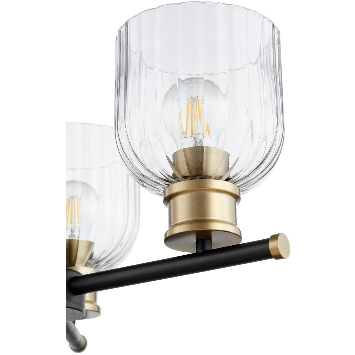 Monarch 3 Light 19 inch Noir and Aged Brass Chandelier Ceiling Light