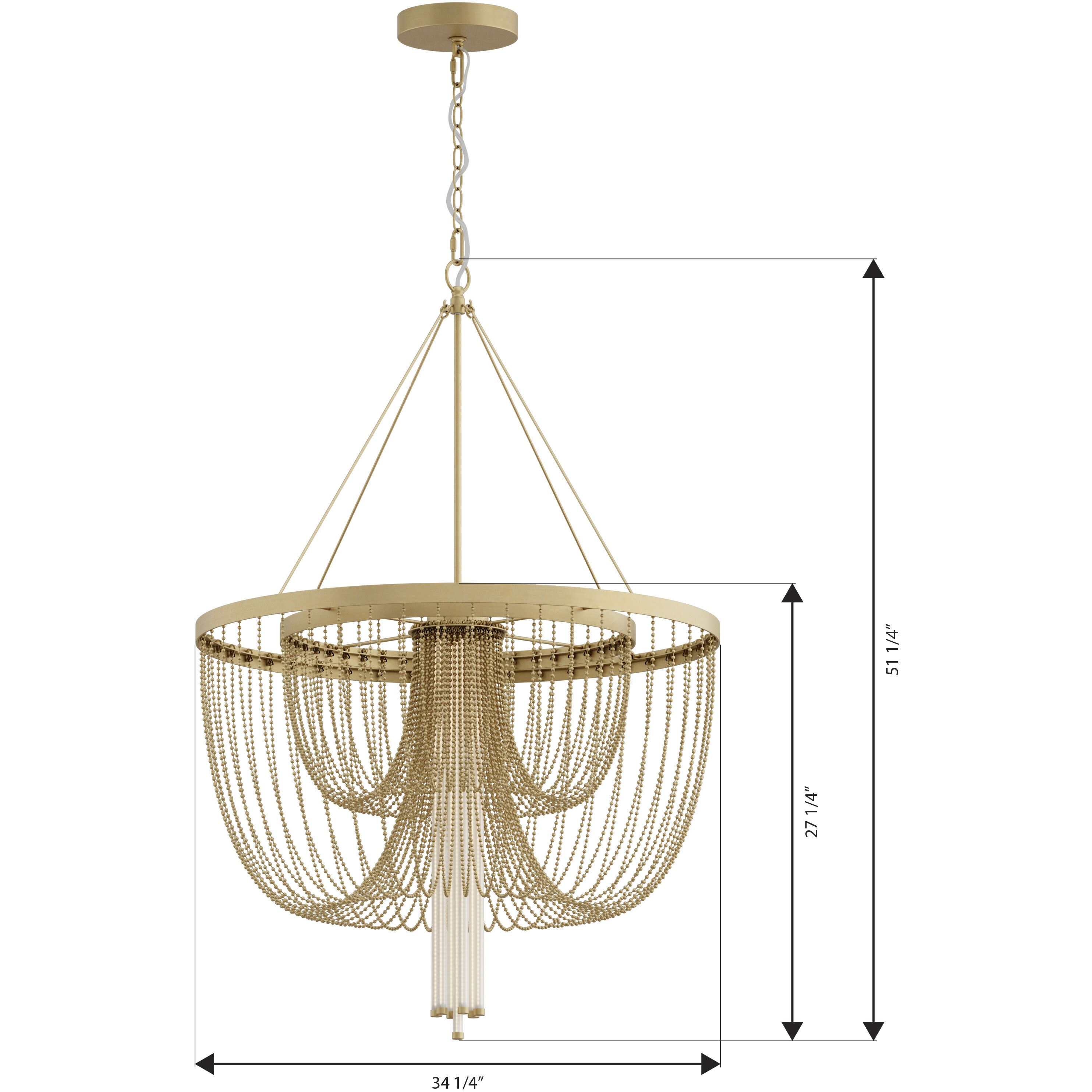 Jezelle LED 34.25 inch Legacy Brass Pendant Ceiling Light