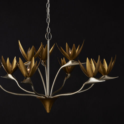 Paradiso 9 Light 39.5 inch Contemporary Silver Leaf and Gold Leaf Chandelier Ceiling Light