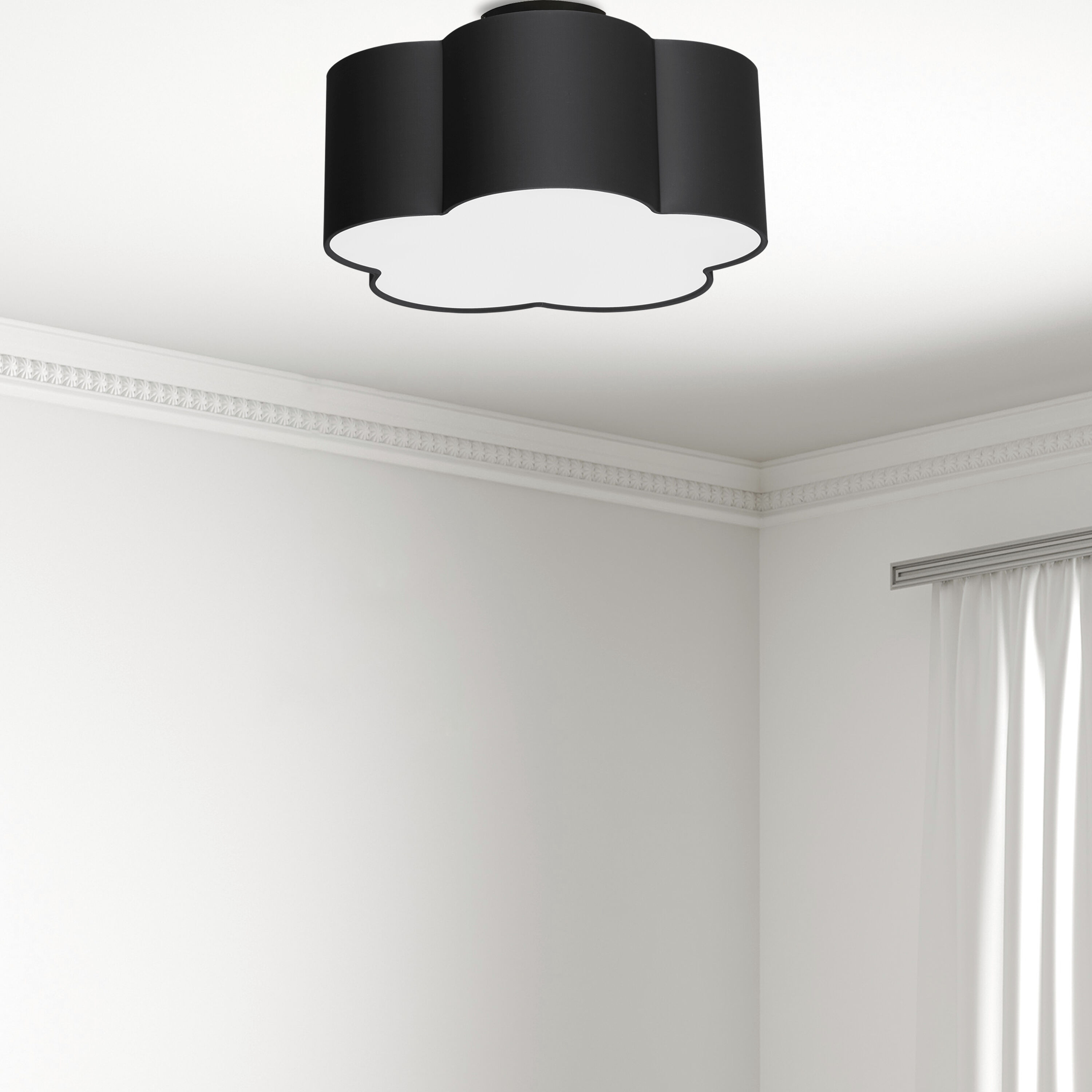 Phlox 3 Light 15 inch Matte Black with Black Flush Mount Ceiling Light