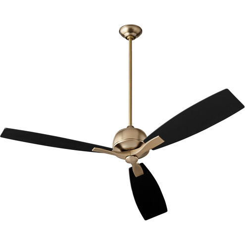 Juno 60 inch Aged Bronze with Matte Black/Weathered Oak Blades Ceiling Fan in Aged Brass