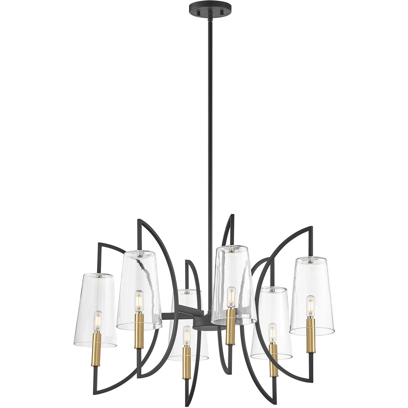 Hanley 6 Light 32 inch Matte Black and Warm Brass Chandelier Ceiling Light