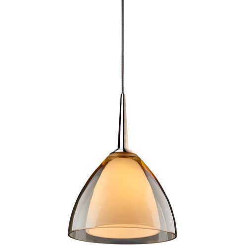 Rainbow 1 Light 4.5 inch Chrome Pendant Ceiling Light in Smoky Glass