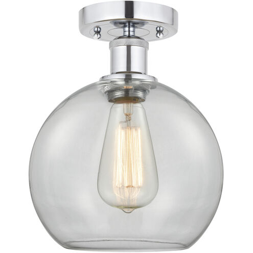 Edison Athens 1 Light 8 inch Polished Chrome Semi-Flush Mount Ceiling Light in Clear Glass