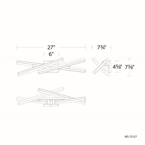 Parallax LED 27 inch Black Bath Vanity & Wall Light in 2700K, dweLED
