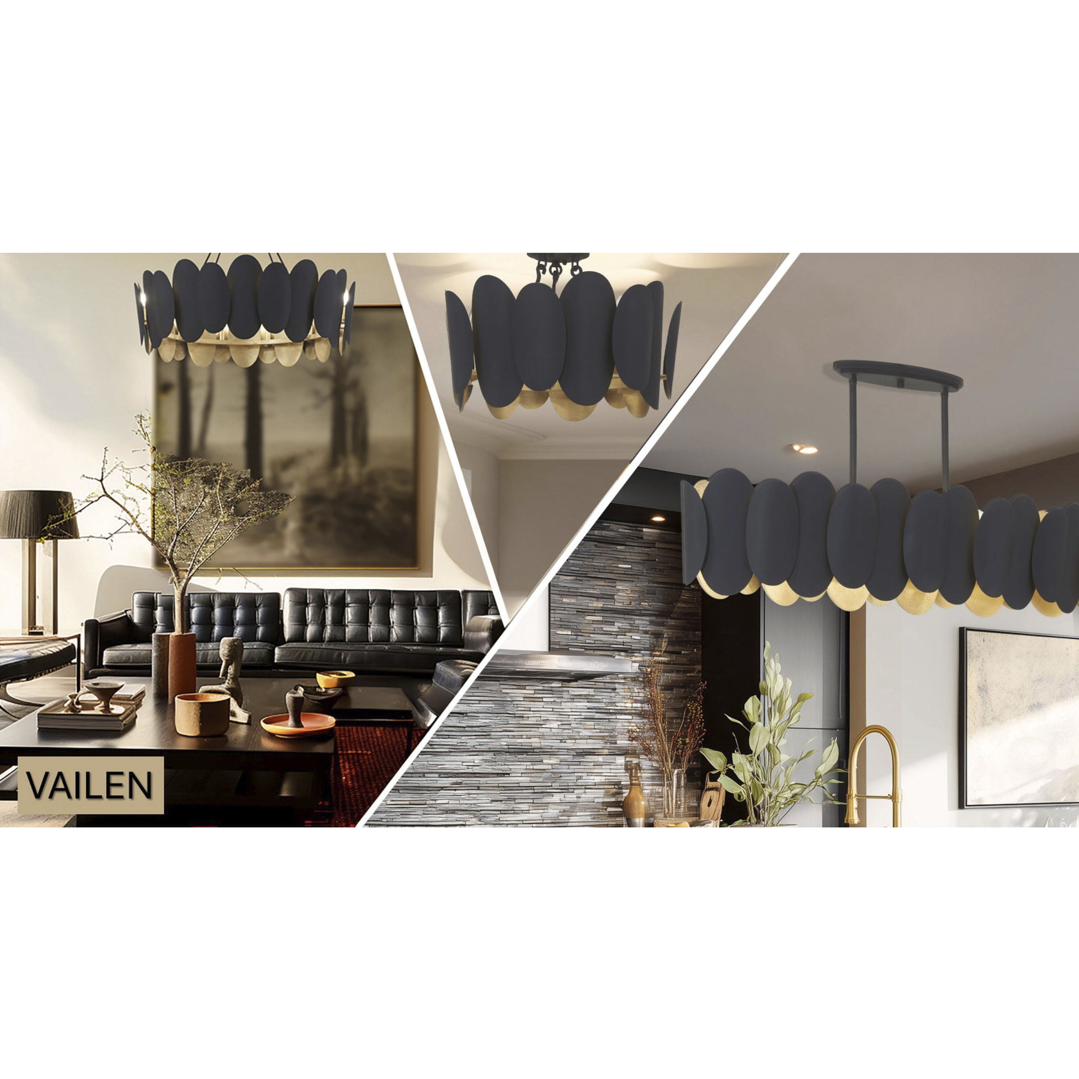 Vailen 12 Light 36 inch Dark Matte Black Pendant Ceiling Light