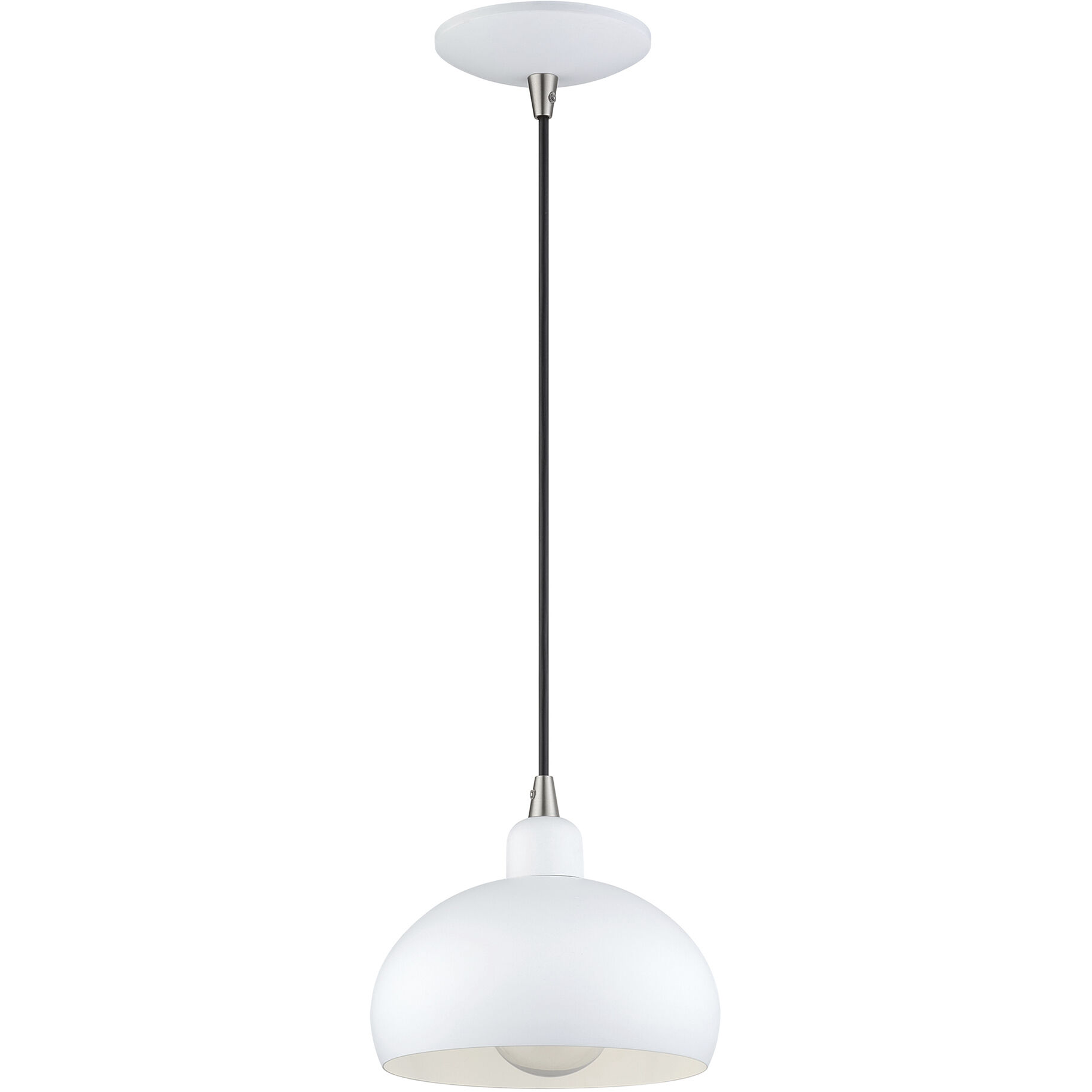 Domma 1 Light 8 inch White with Brushed Nickel Accents Mini Pendant Ceiling Light