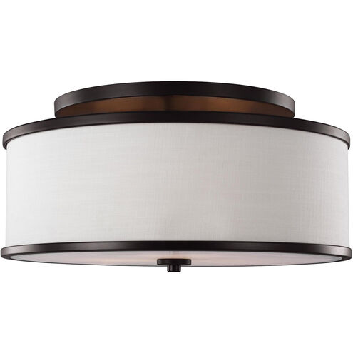 Cosenza 3 Light 20 inch Oil Rubbed Bronze Semi-Flush Mount Ceiling Light, Ivory Linen