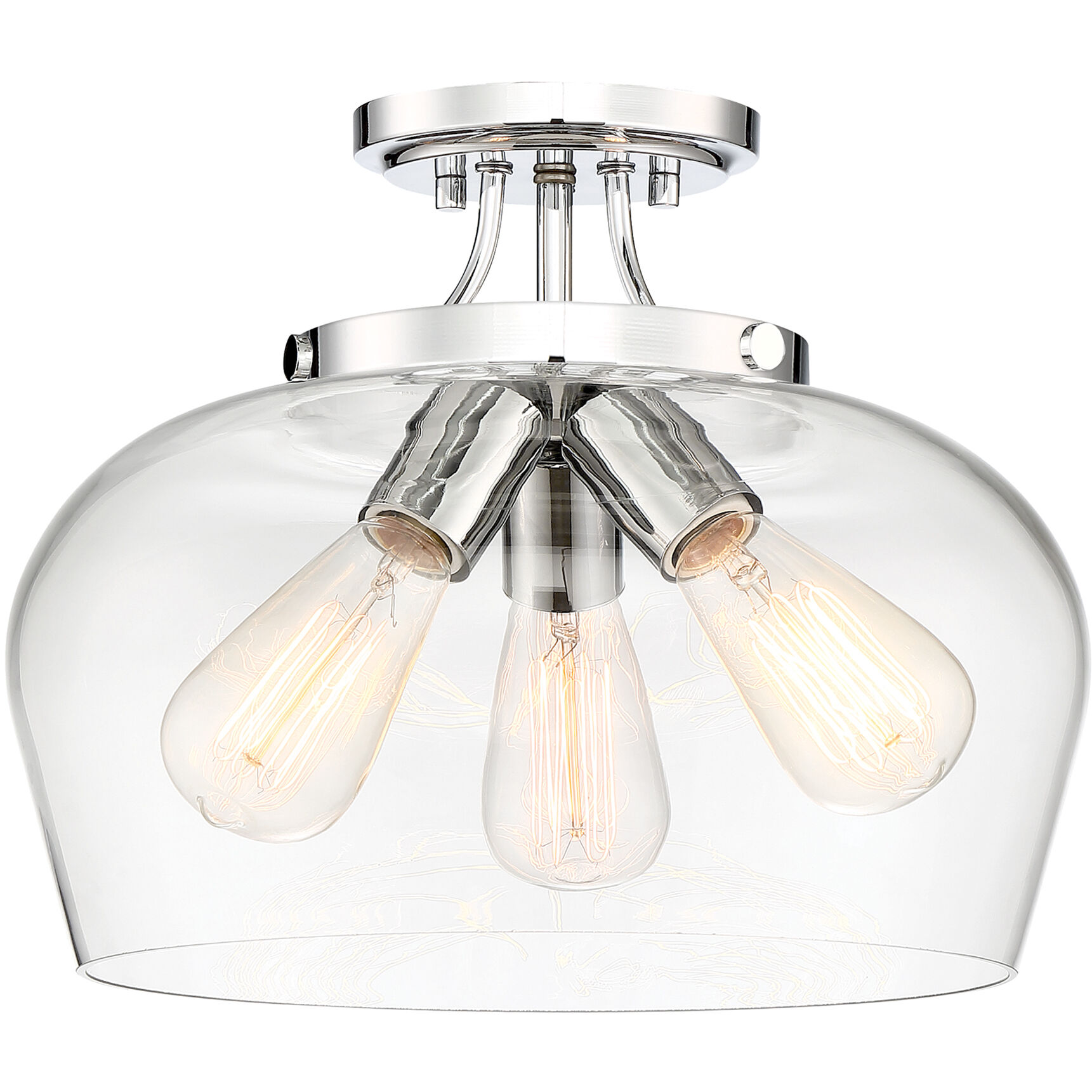 Octave 3 Light 13 inch Polished Chrome Semi-Flush Ceiling Light, Essentials