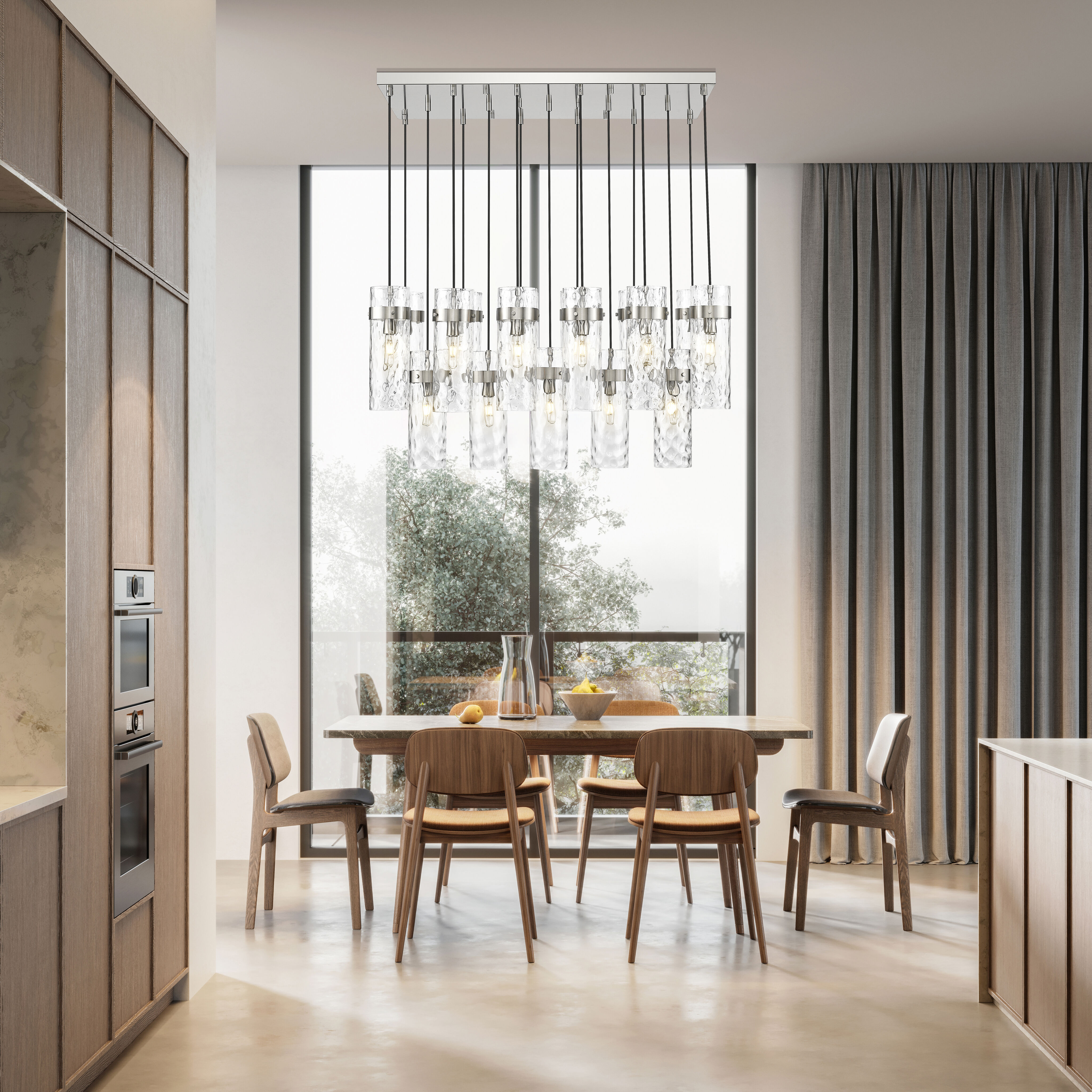 Fontaine Linear Chandelier Ceiling Light in Brushed Nickel