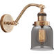 Franklin Restoration Small Bell LED 5 inch Brushed Brass Sconce Wall Light in Plated Smoke Glass, Franklin Restoration