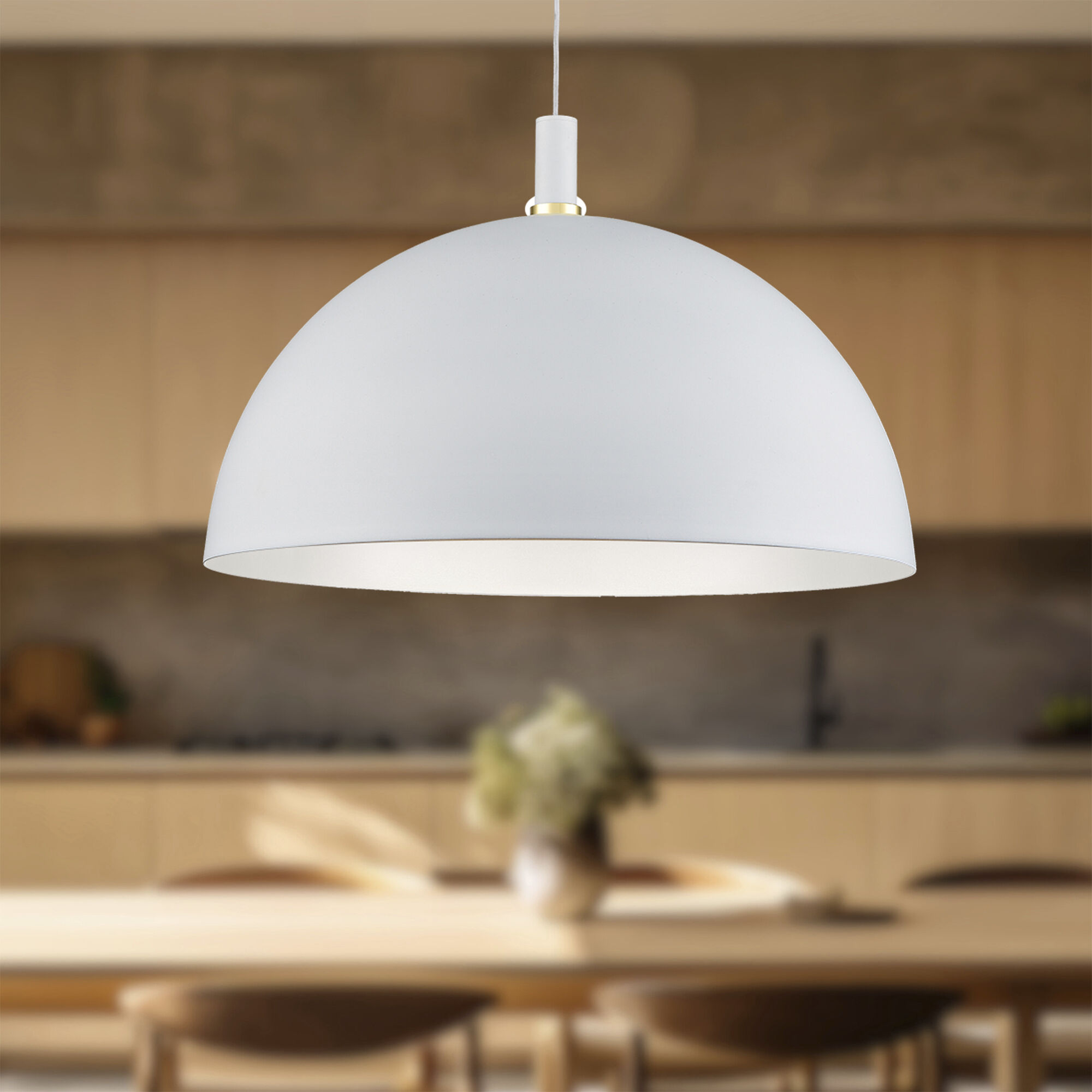 Archibald Pendant Ceiling Light in White with Gold Detail