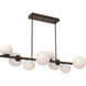 Gaia LED Flat Bronze Linear Pendant Ceiling Light in 3000K LED, Opal White, Twisted Branch