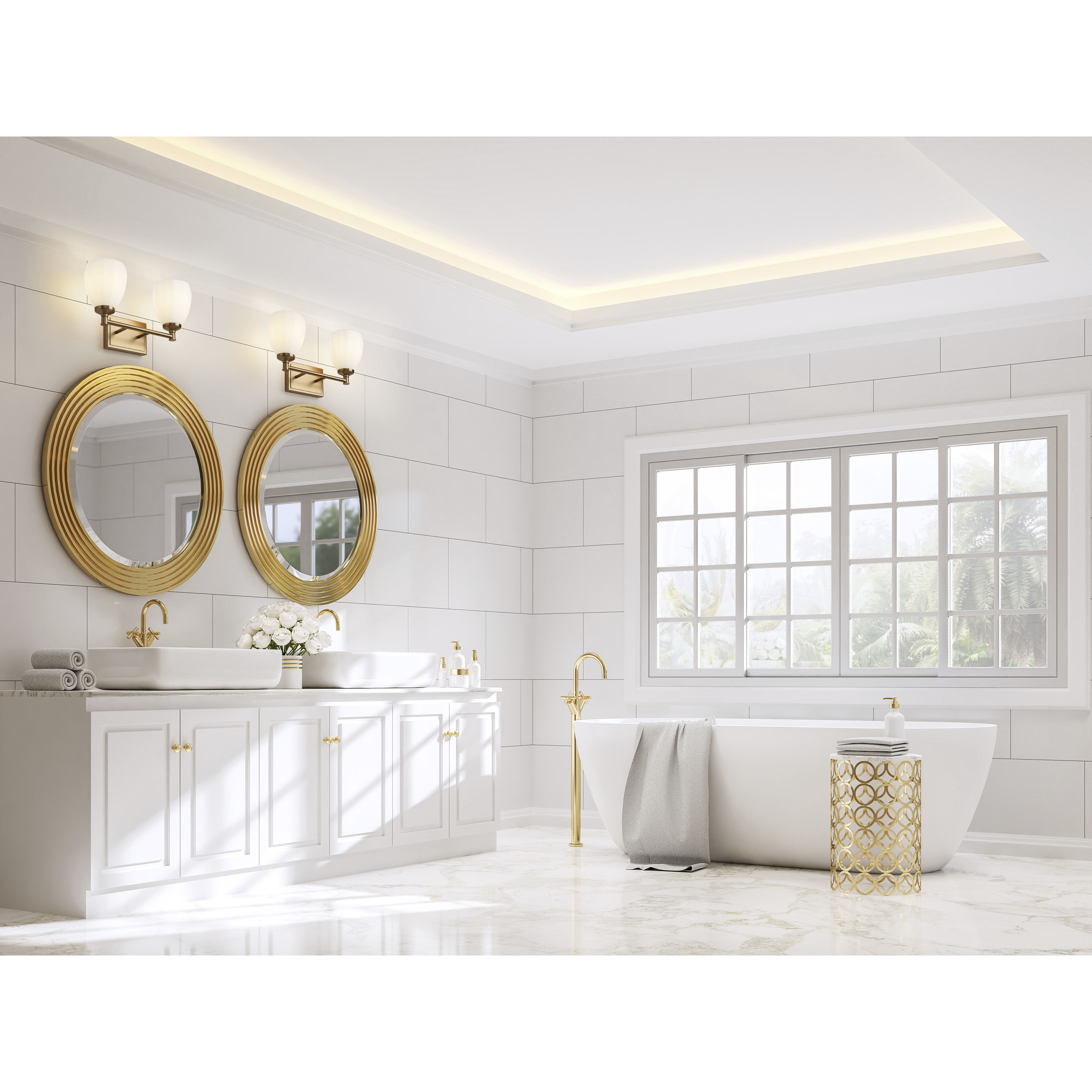 Oren 2 Light 16 inch Modern Gold Bath Vanity Light Wall Light