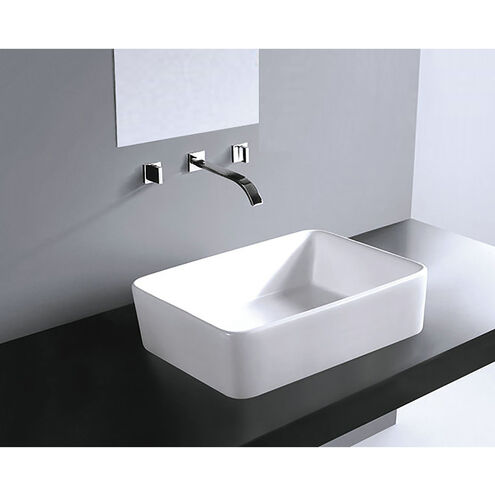 Ceramic Vessel Sink 18.75 X 14.1 X 5.1 inch White Bathroom Sink, Rectangle