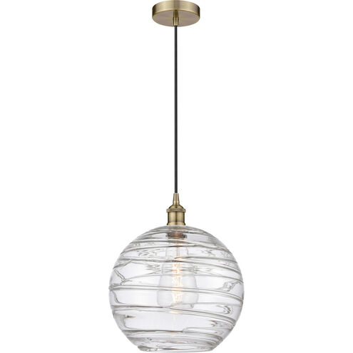 Edison Athens Deco Swirl 1 Light 12 inch Antique Brass Mini Pendant Ceiling Light