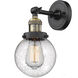 Franklin Restoration Beacon LED 6 inch Black Antique Brass Sconce Wall Light in Seedy Glass, Franklin Restoration