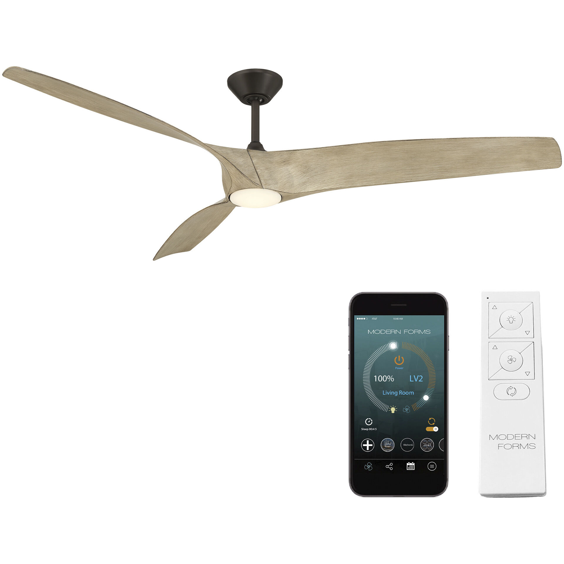 Zephyr 72 inch Bronze White Oak with White Oak Blades Ceiling Fan