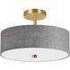 Everly 3 Light 14.25 inch Aged Brass with Grey Semi-Flush Mount Ceiling Light