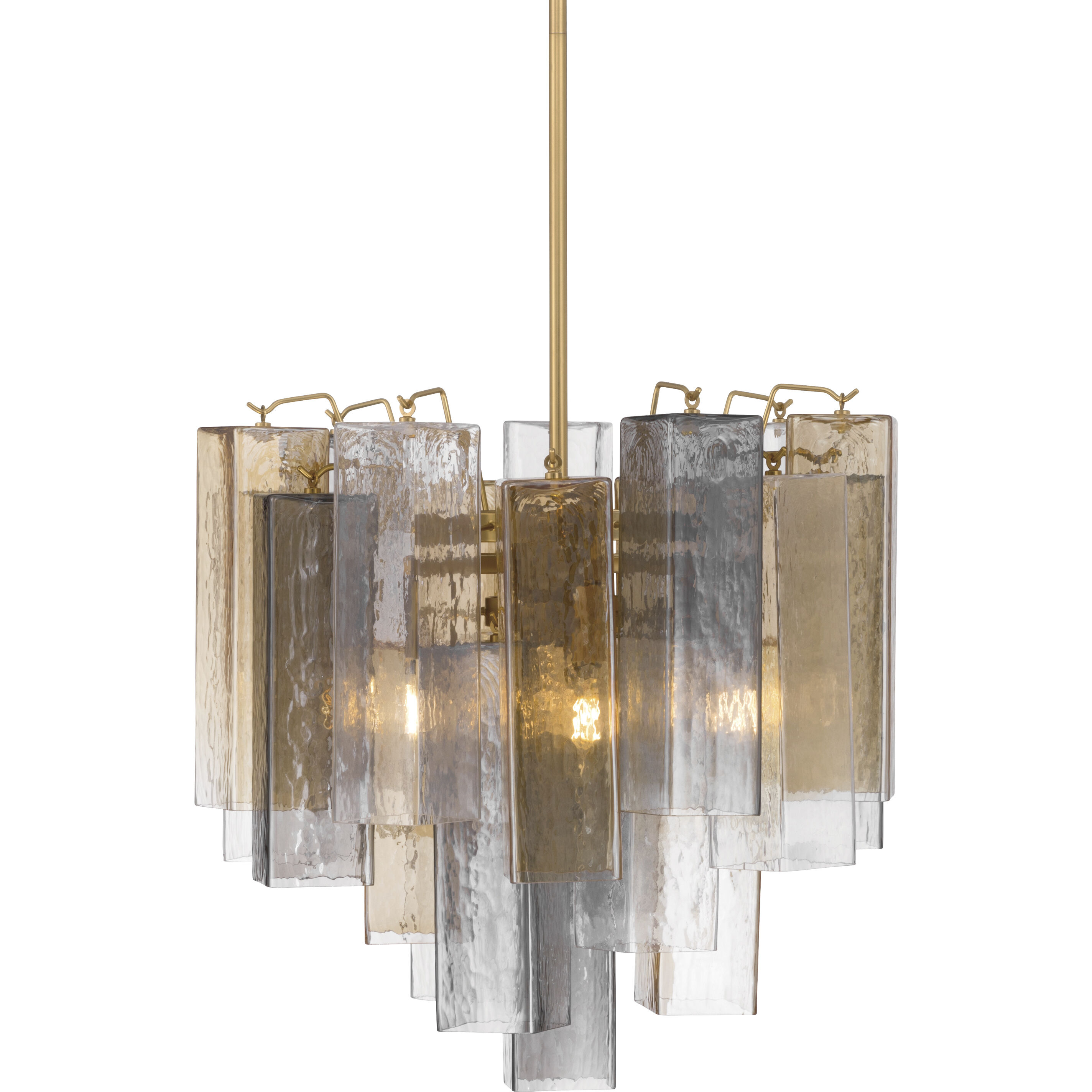 Torvento 6 Light 17.75 inch Legacy Brass Pendant Ceiling Light in Clear,  Grey and Amber Handmade Glass