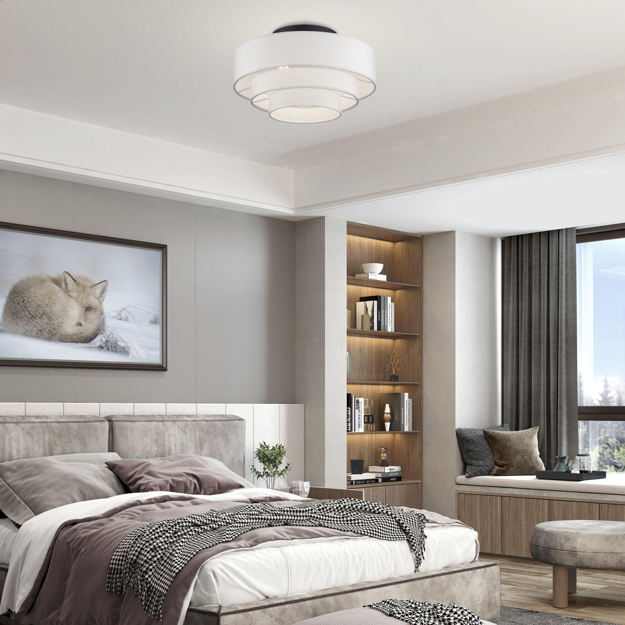 Manorwood 4 Light 21 inch Bronze Semi-Flush Ceiling Light