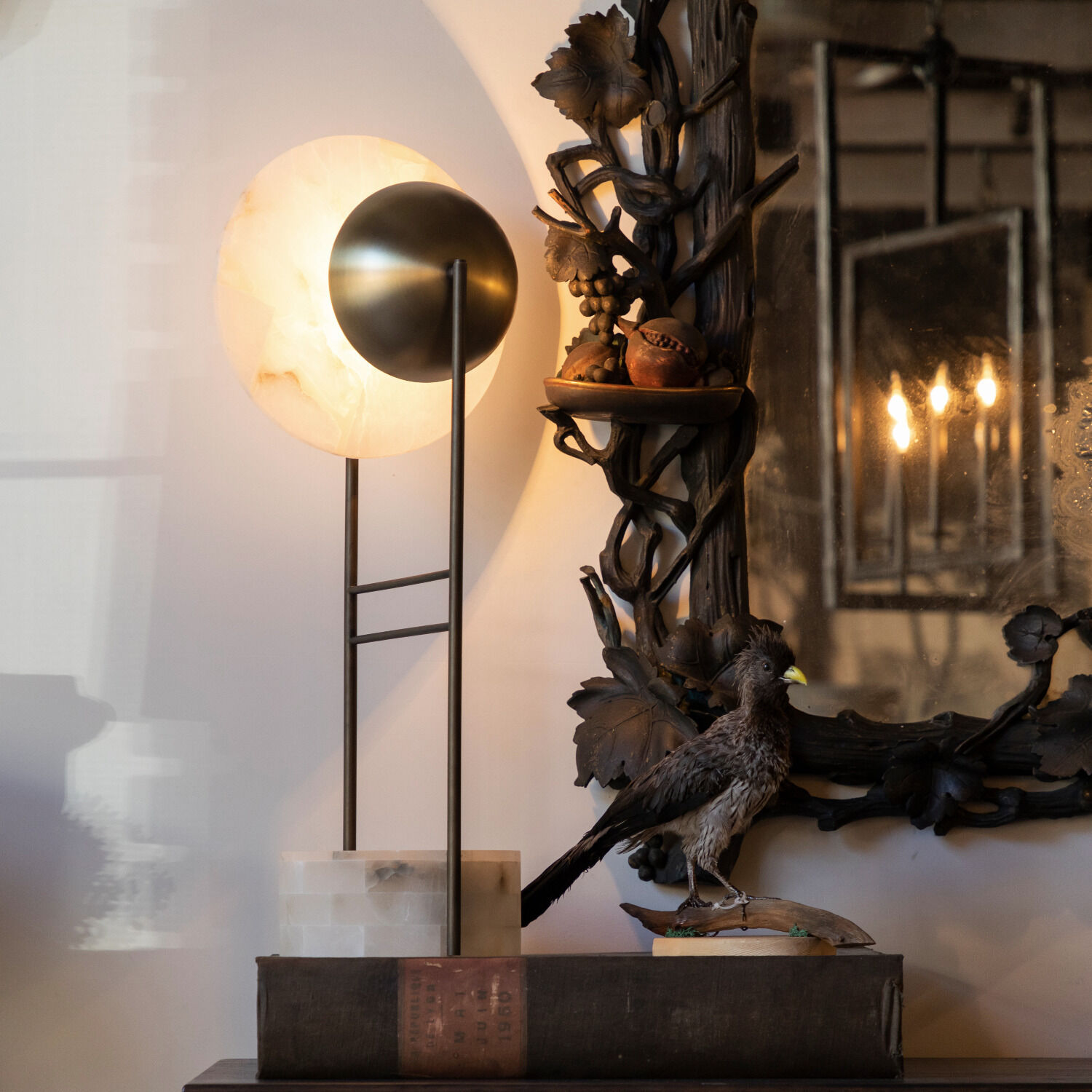 Owen 32 inch Stained Gold / Brushed Copper Table Lamp Portable Light