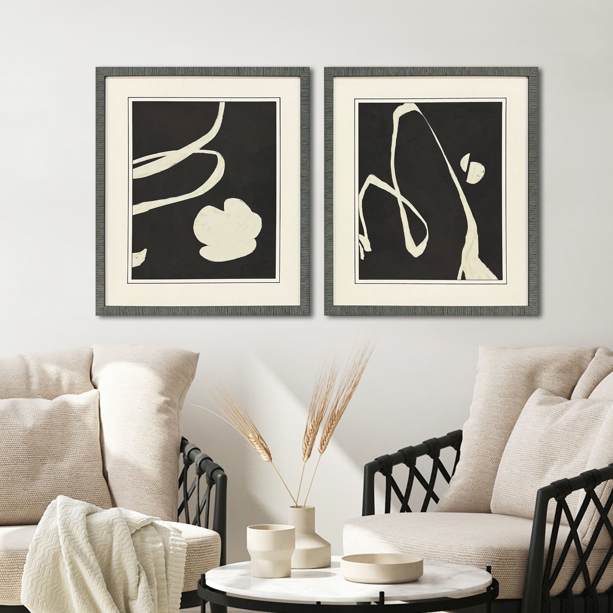 Neutral Spring Black and White Framed Art