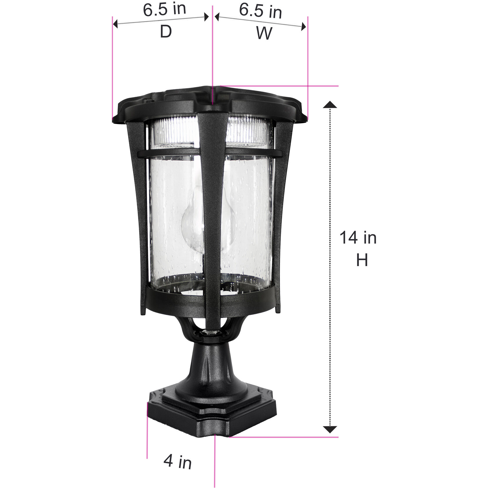 Aurora 1 Light 13 inch Black Outdoor Post Light, Solar