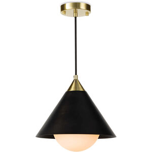 Hilton 1 Light 11.75 inch Blackened Brass and Natural Brass Pendant Ceiling Light
