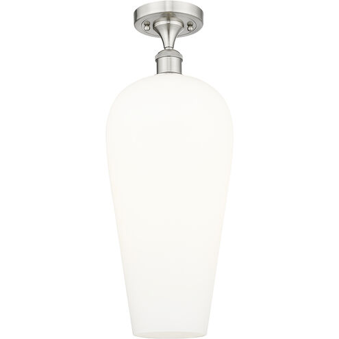 Ballston Chelsea 1 Light 8 inch Brushed Satin Nickel Semi-Flush Mount Ceiling Light in White