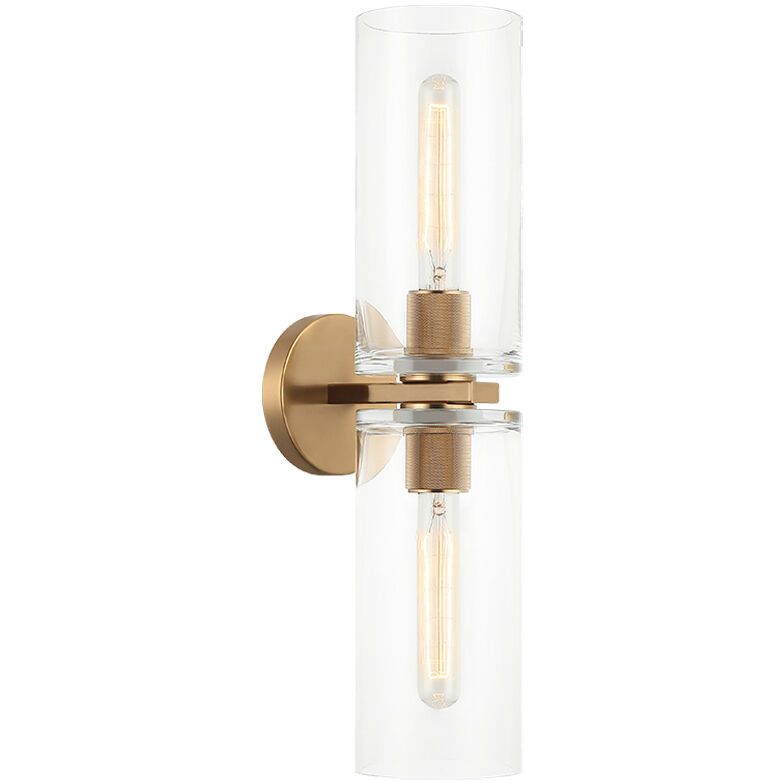 Lincoln 2 Light 4.75 inch Aged Gold Brass Wall Sconce Wall Light