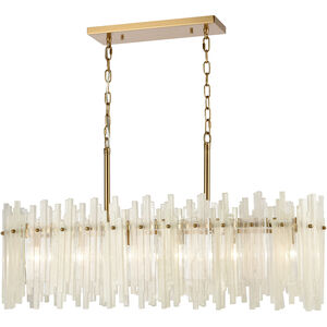 Brinicle 6 Light 36 inch White with Aged Brass Linear Chandelier Ceiling Light