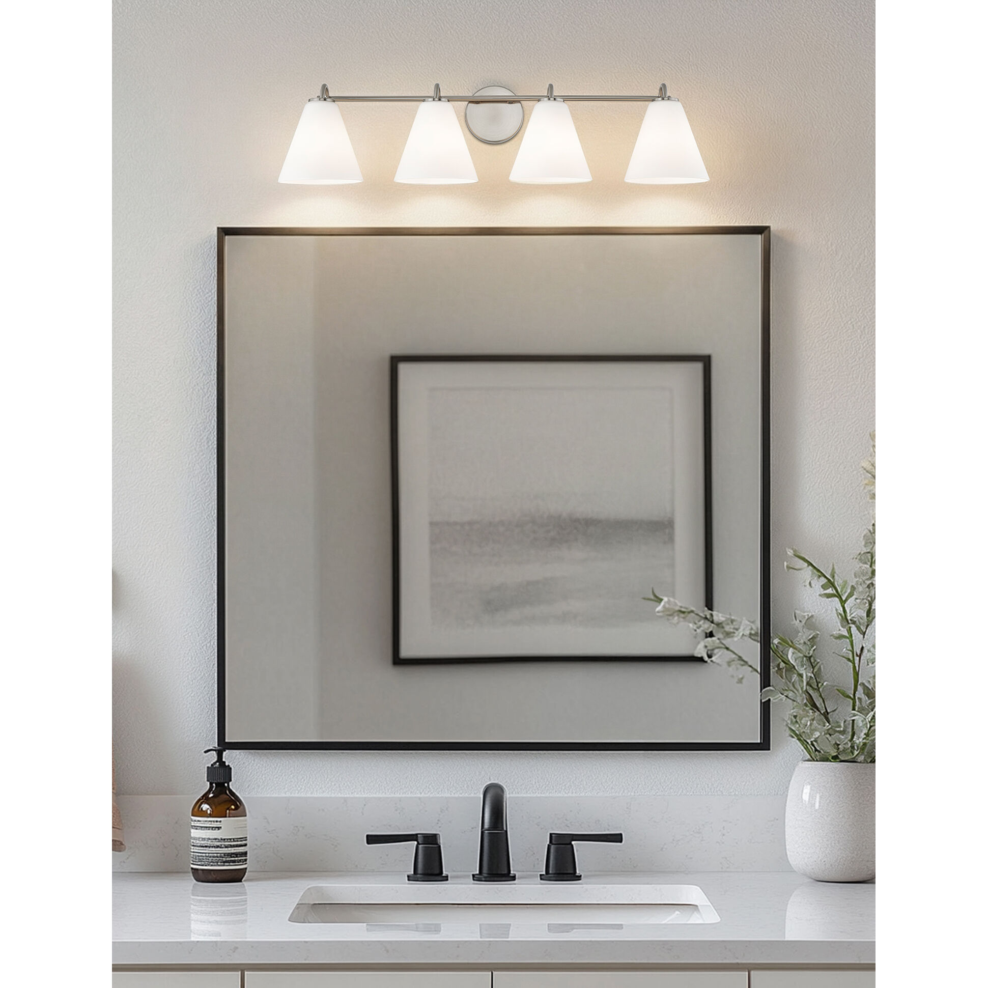 Fusion Collection - Pavia Family 4 Light 33.75 inch Brushed Nickel Bath/Vanity Wall Light, EVOLV
