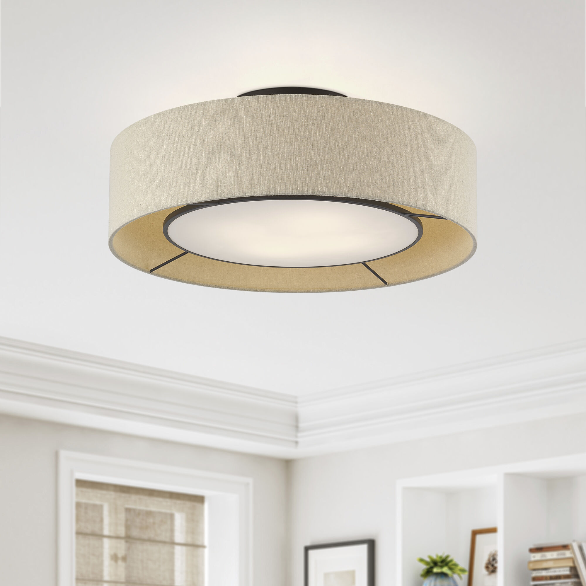 Ellsworth 4 Light 21 inch Bronze Semi Flush Mount Ceiling Light, Large