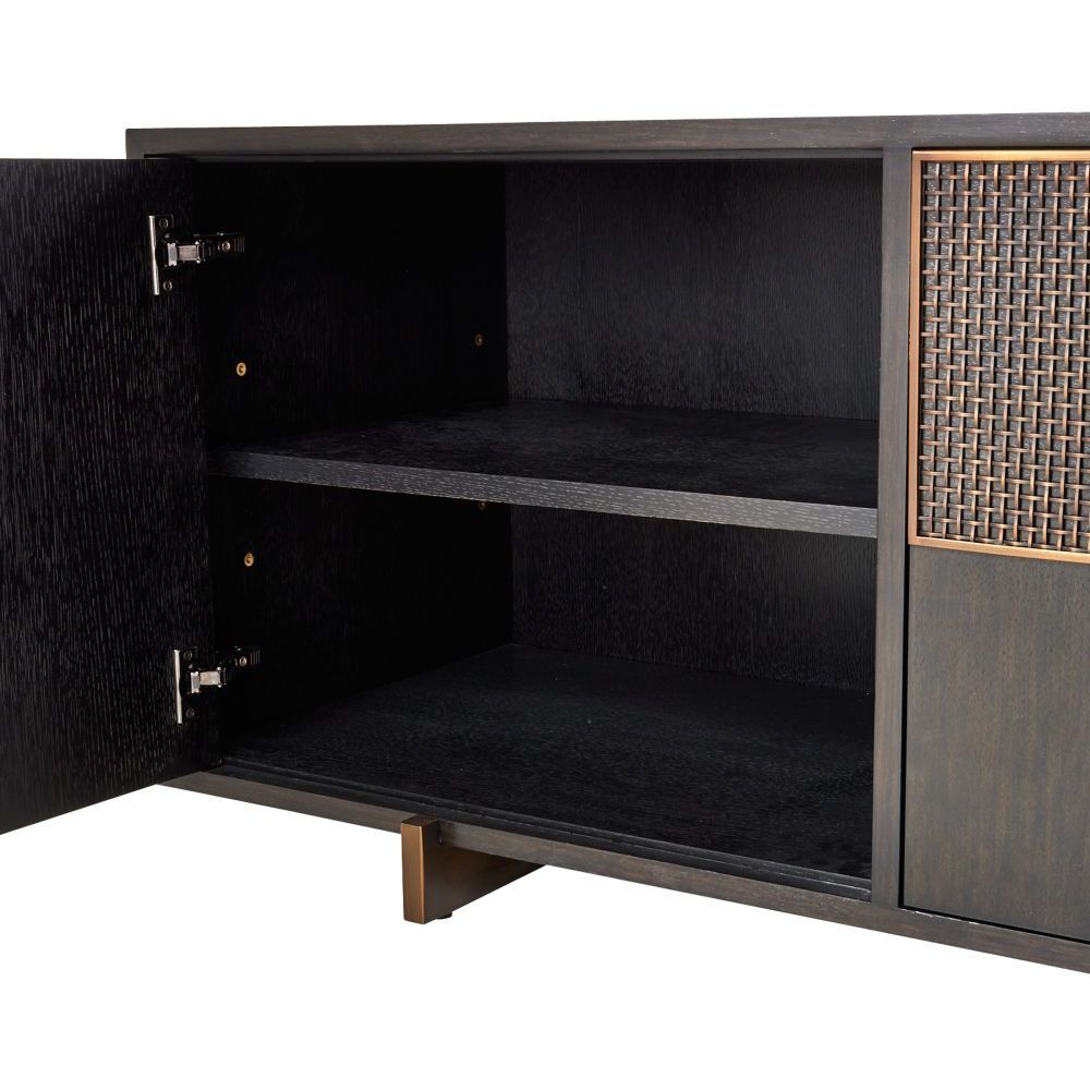 Demi 74 X 20.5 inch Ebony and Antique Brass Credenza