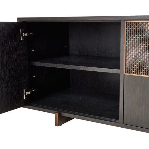 Demi 74 X 20.5 inch Ebony and Antique Brass Credenza