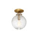 Modern 1 Light 8 inch Natural Brass Semi-Flush Ceiling Light