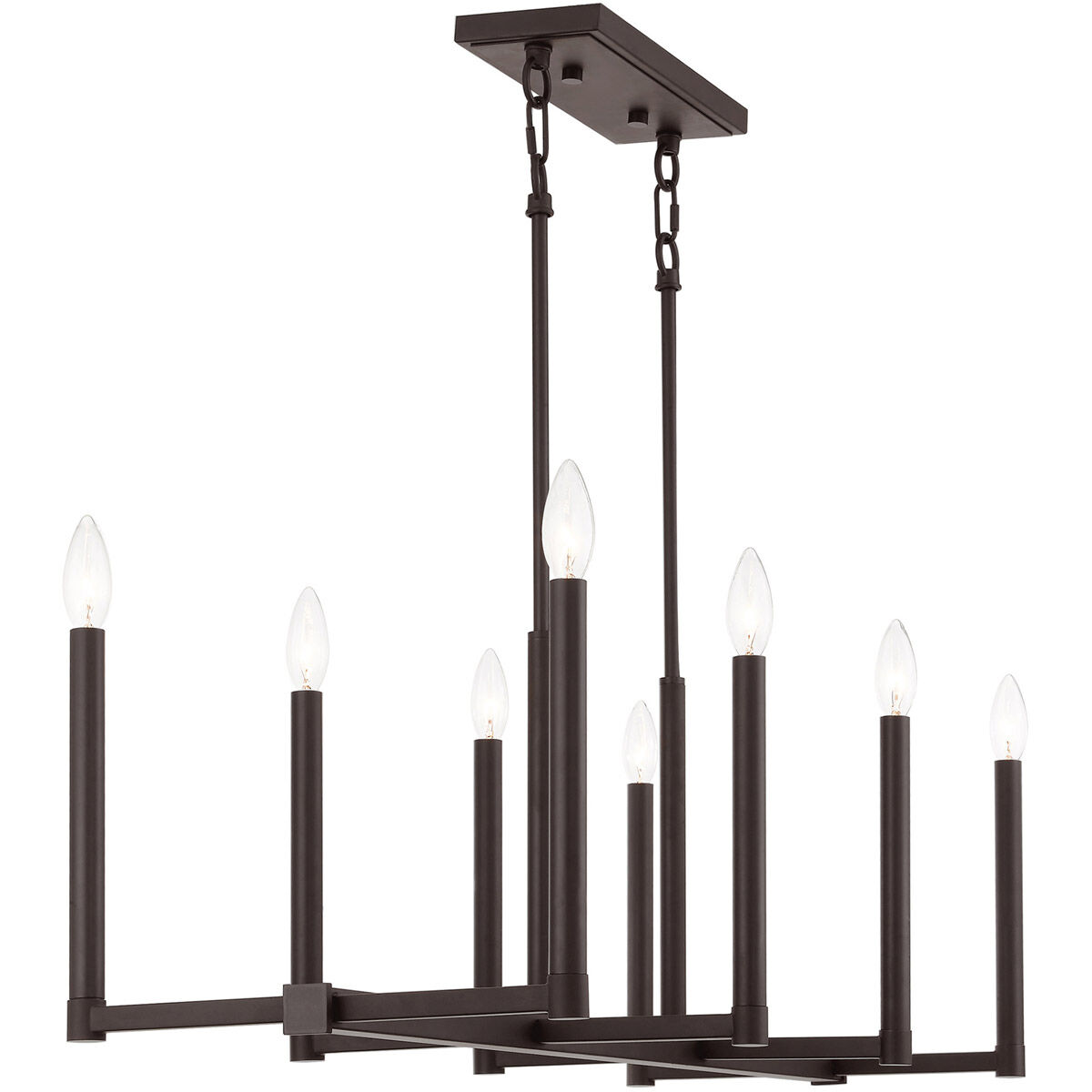 Alpine 8 Light 37 inch Bronze Linear Chandelier Ceiling Light