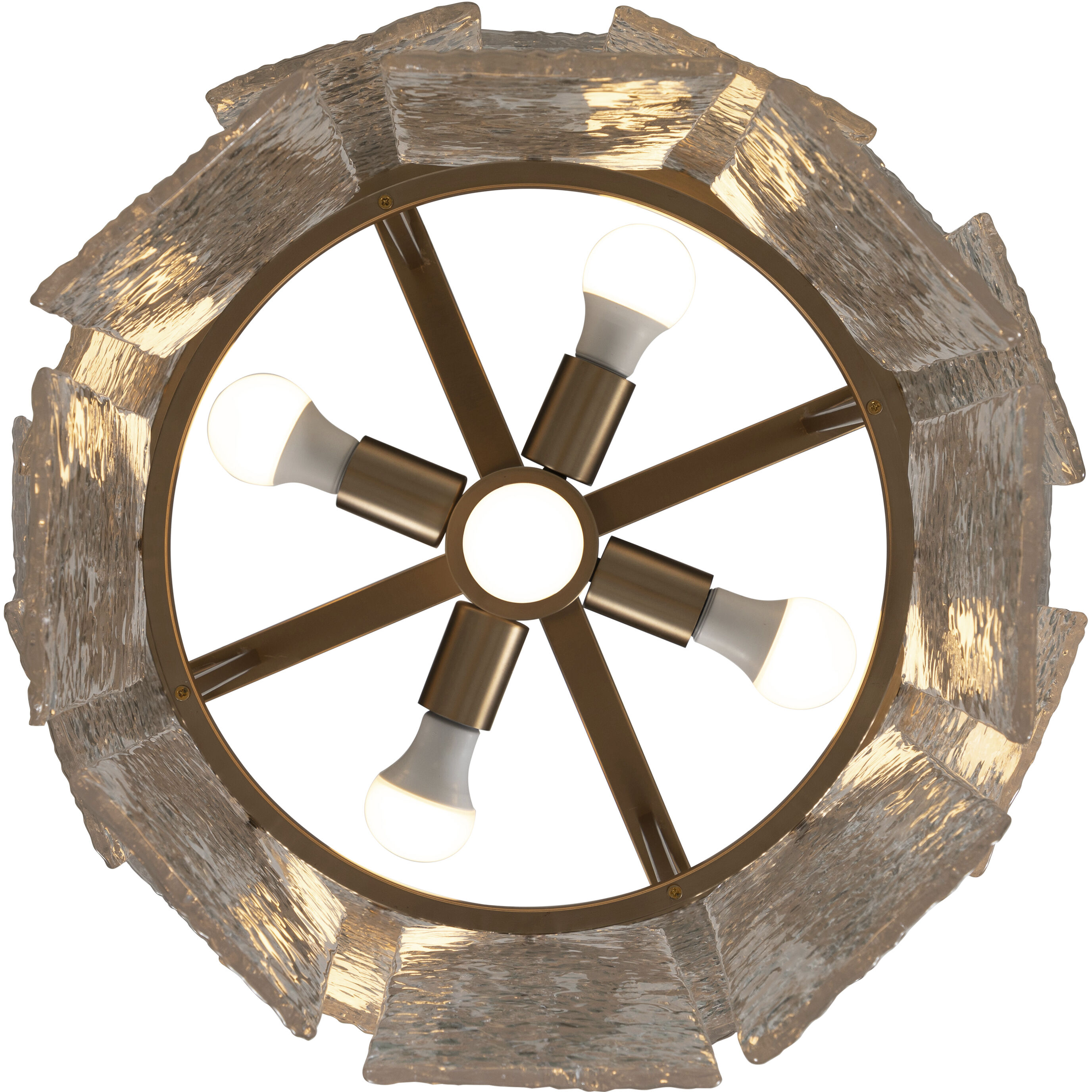 Augusta 5 Light 22 inch Antique Brass and Cast Glass Chandelier Ceiling Light