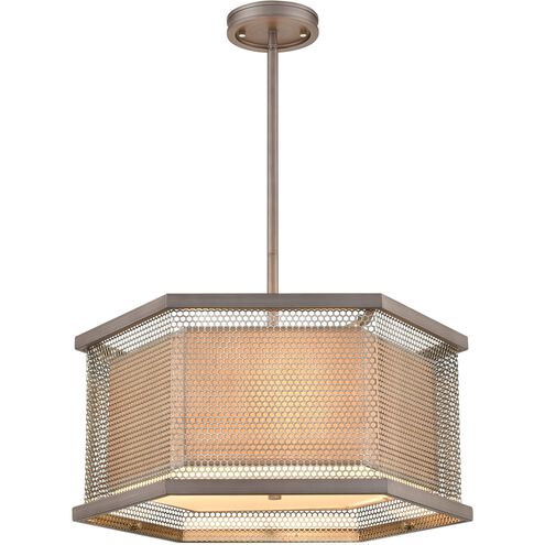 Crestler 3 Light 22 inch Weathered Zinc with Beige and White Chandelier Ceiling Light