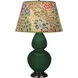 Double Gourd 31 inch 150.00 watt Jungle Glazed Ceramic with Deep Patina Bronze Table Lamp Portable Light in Fall Floral