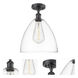 Edison Bristol Glass 1 Light 12 inch Matte Black Semi-Flush Mount Ceiling Light in Clear Glass