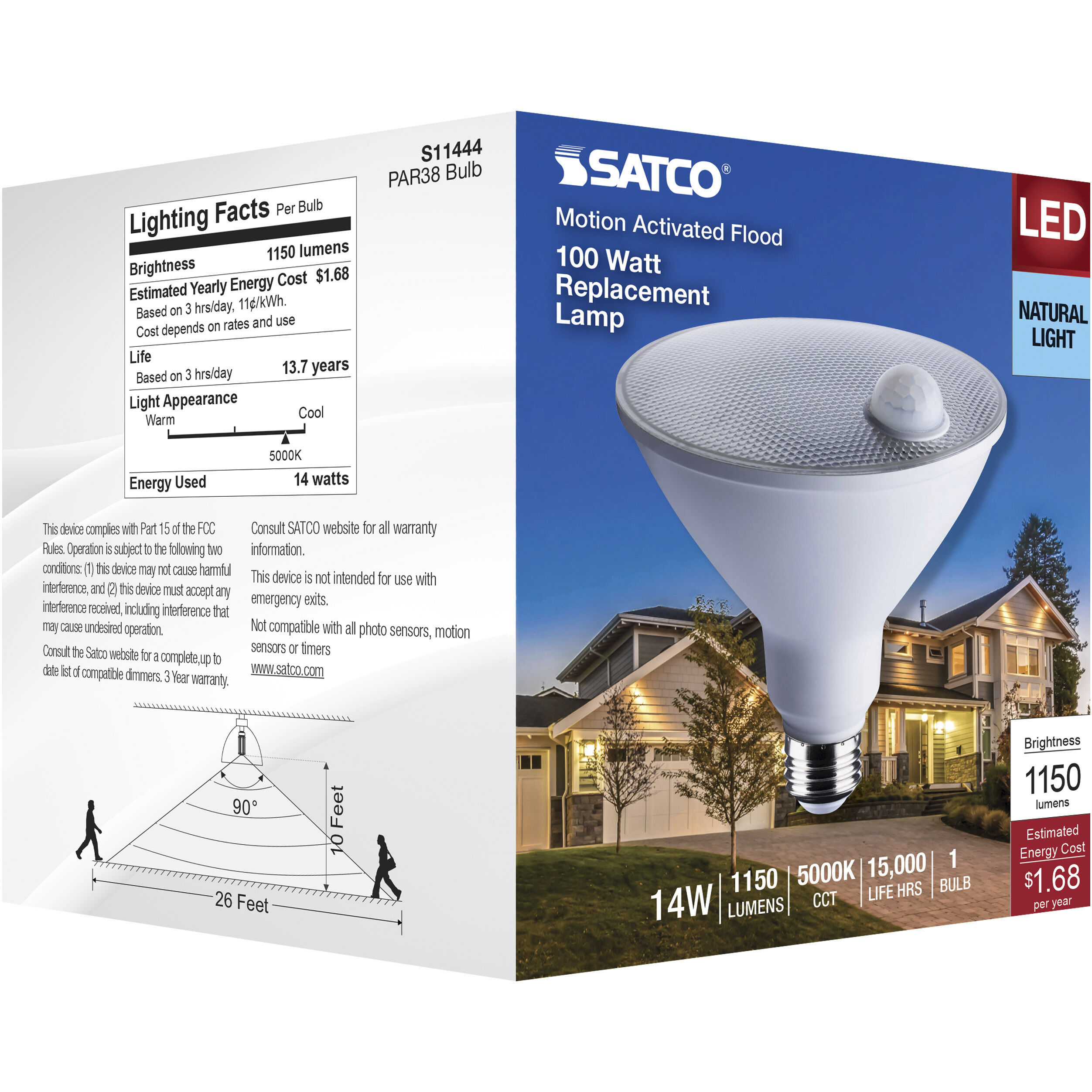Lumos LED PAR38 Medium 14 watt 120 5000K Light Bulb, LED PAR