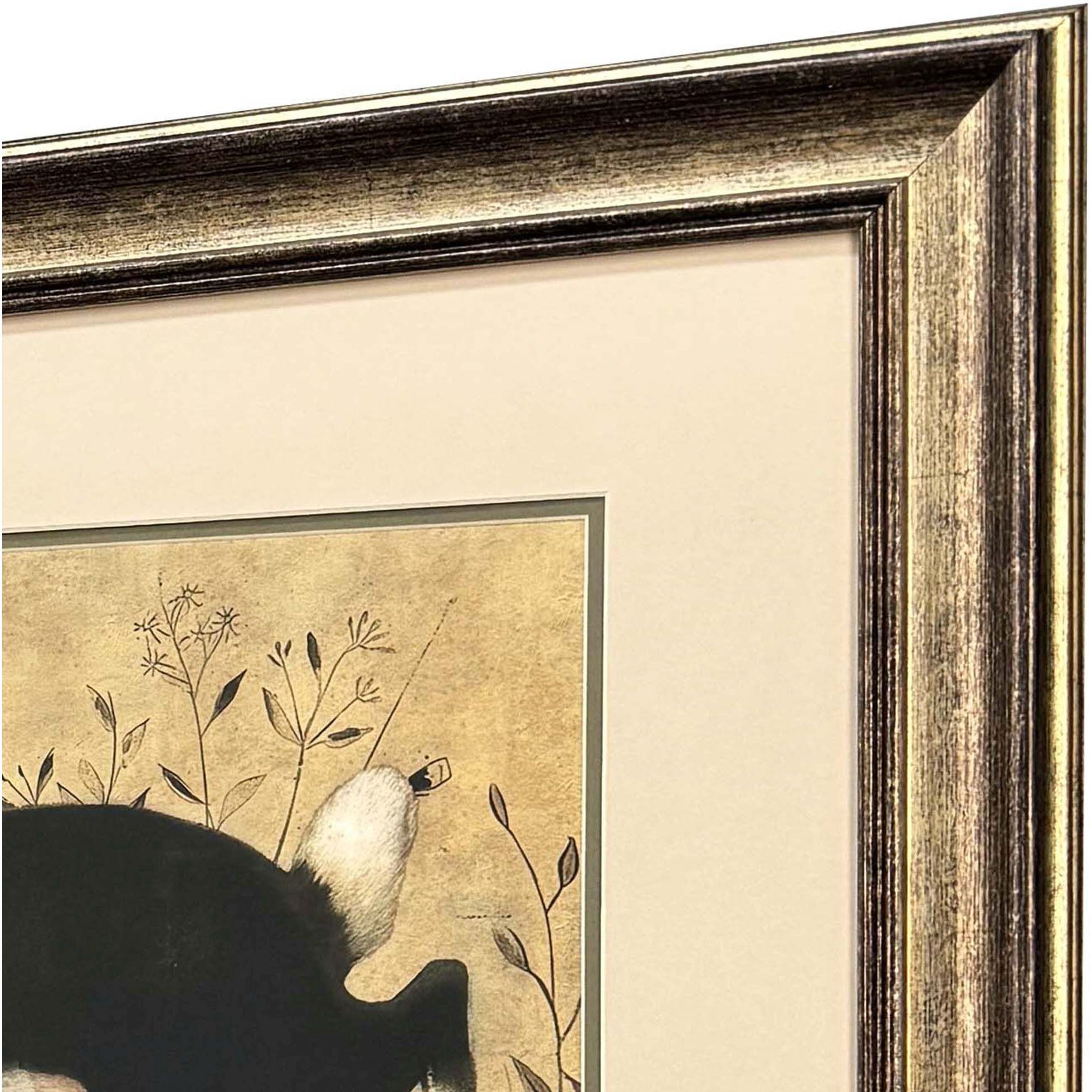 Folk Art Rabbit Black and Brown Framed Art, Propac