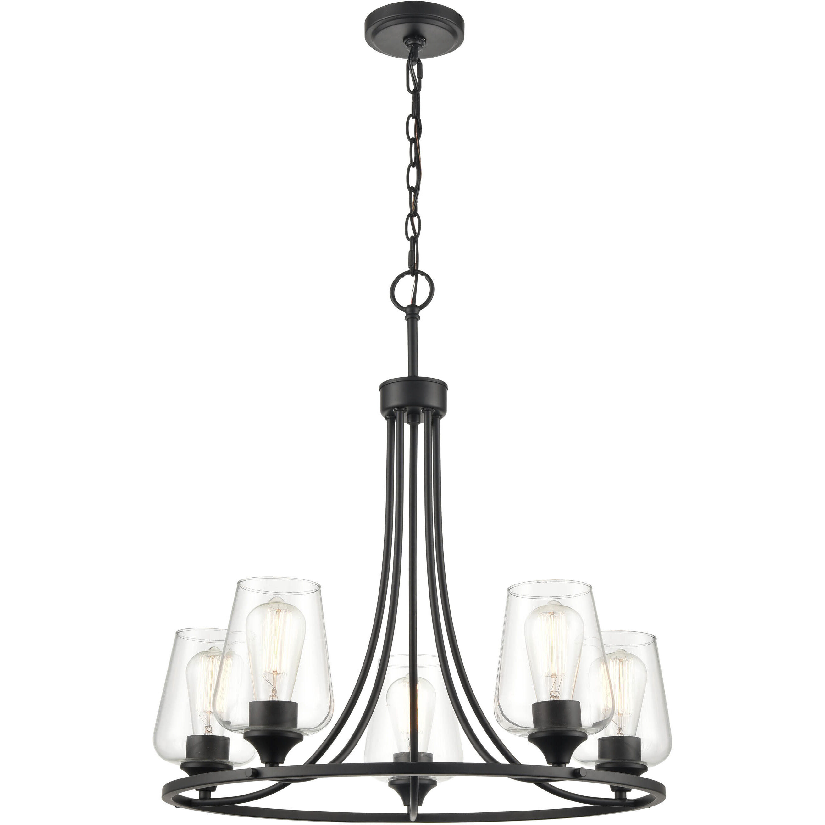 Ashford 5 Light 25 inch Matte Black Chandelier Ceiling Light