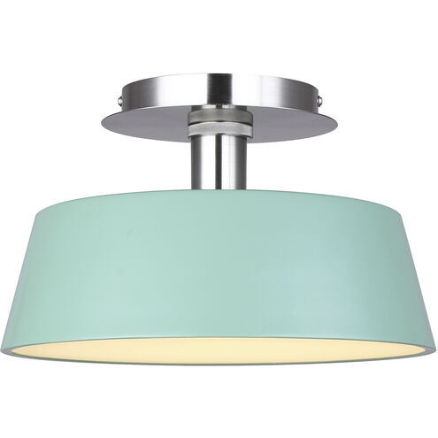 Jessa LED 12.75 inch Brushed Nickel/Green Flush Mount Ceiling Light in Brushed Nickel and Green