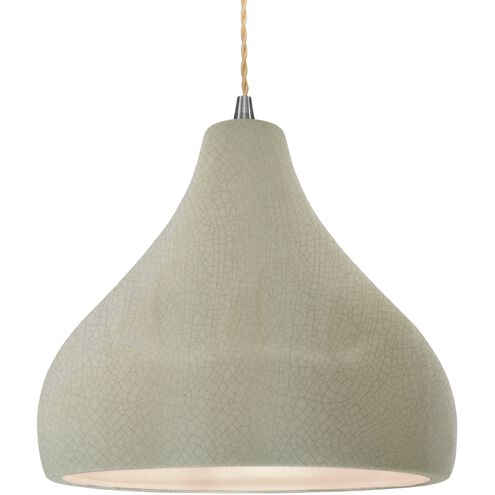 Radiance 1 Light 13.5 inch Brushed Nickel and Celadon Green Crackle Pendant Ceiling Light
