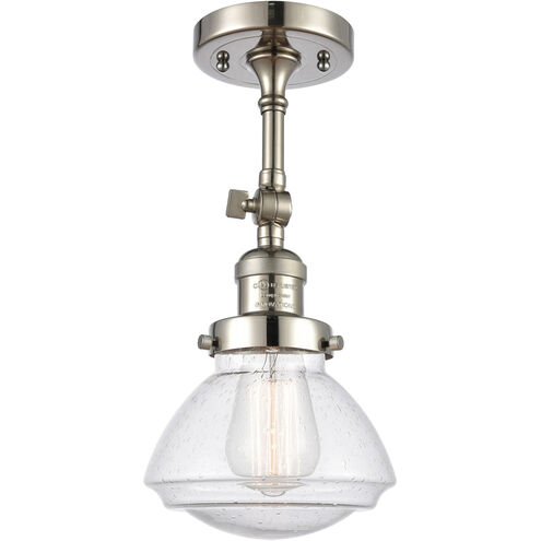 Franklin Restoration Olean 1 Light 7 inch Polished Nickel Semi-Flush Mount Ceiling Light in Seedy Glass, Franklin Restoration