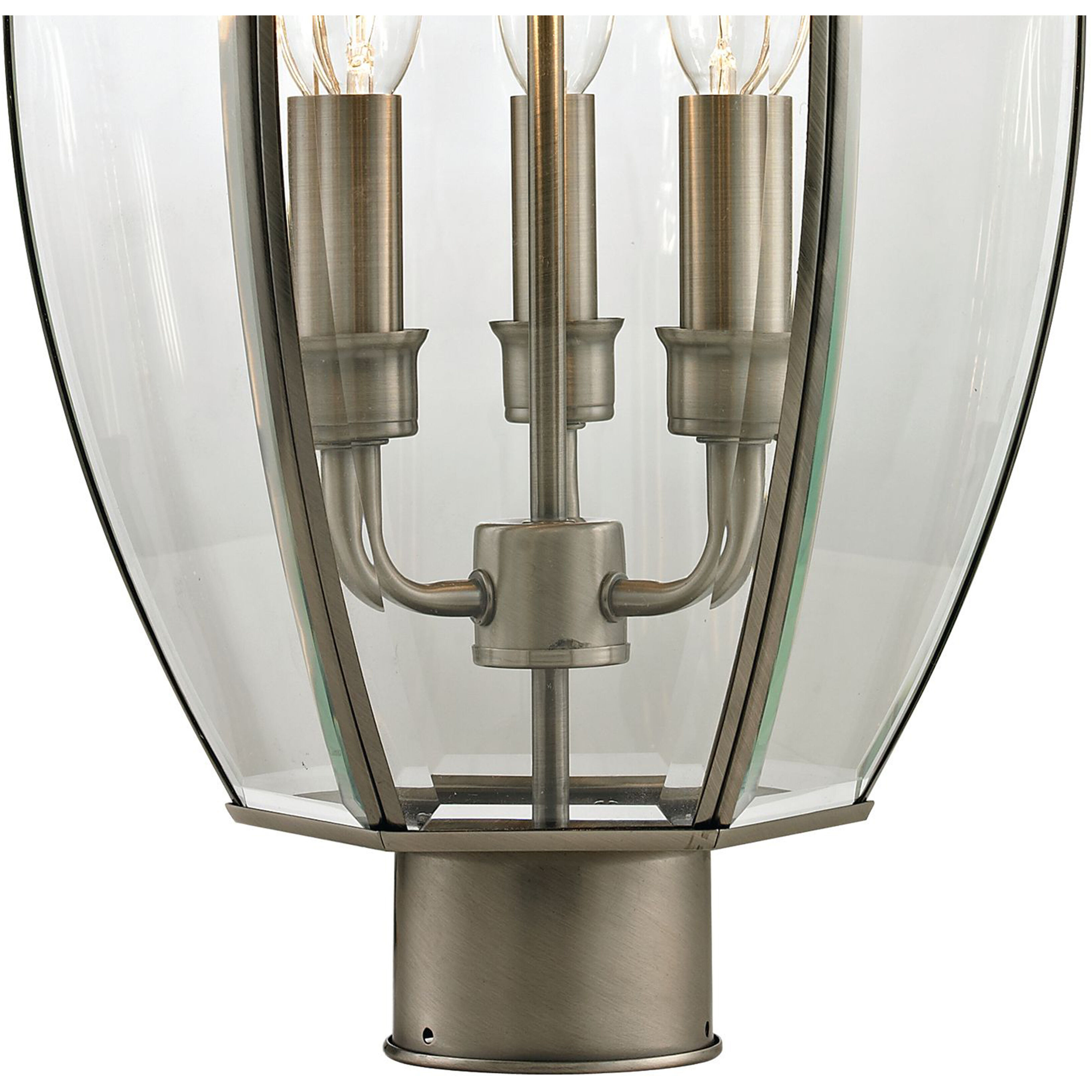 Ashford 3 Light 23 inch Antique Nickel Outdoor Post Light